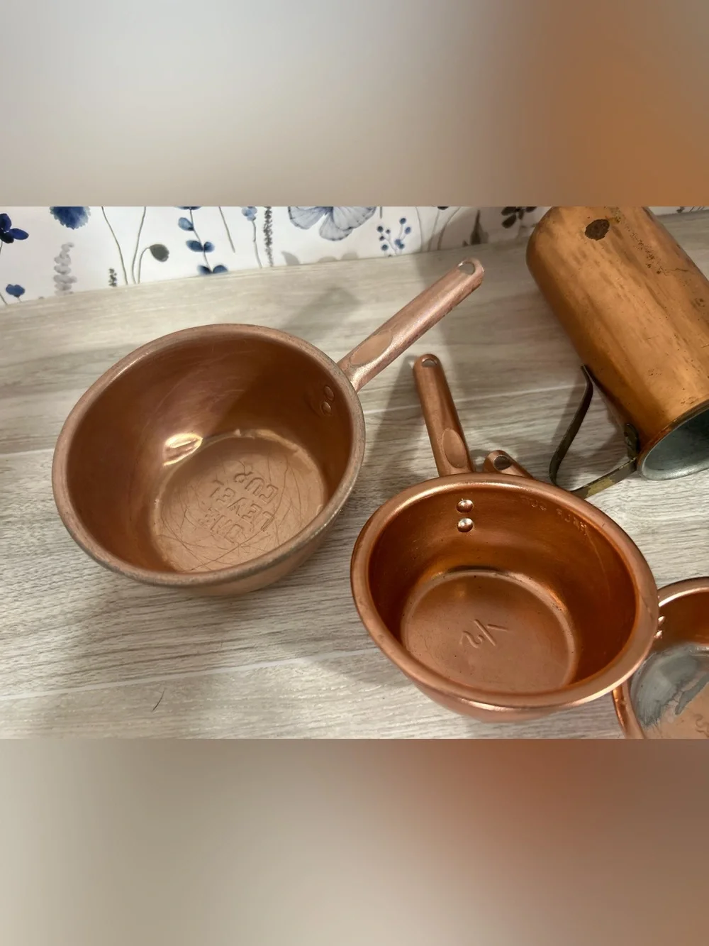 Vintage Color Craft Copper Anodized Measuring Cups Solid Copper Pouring Jug Set